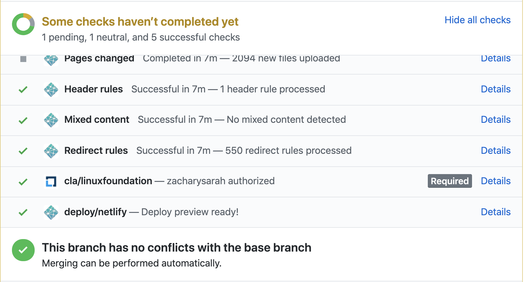 Netlify tests must pass before approving